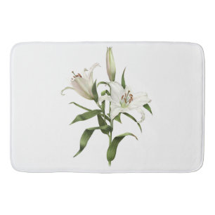 Witte Oosterse Lelie Botanische Kunst Badmat