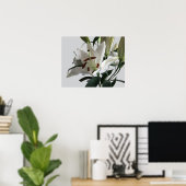 Witte oosterse leliebloem poster (Thuiskantoor)