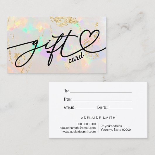 Witte opaal textuur cadeaubon kaart visitekaartje (Voorkant / Achterkant)