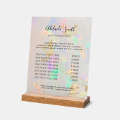 Witte Opal Achtergrond Prijslijst Beauty Salon Acryl Bord (Hoek)
