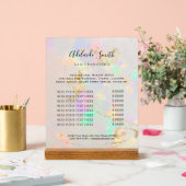 Witte Opal Achtergrond Prijslijst Beauty Salon Acryl Bord (Huwelijk)