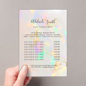 Witte Opal Achtergrond Prijslijst Beauty Salon Acryl Uitnodigingen (Insitu (Draagbaar))