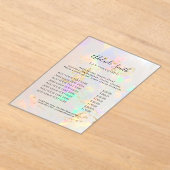 Witte Opal Achtergrond Prijslijst Beauty Salon Acryl Uitnodigingen (Laagn)