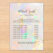 Witte Opal Achtergrond Prijslijst Beauty Salon Acryl Uitnodigingen (Voorkant)