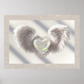 *~*~ Witte Opal Hart Engel Vleugels AP78 Poster (Voorkant)