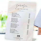 Witte Opal prijslijst Holografische Elegante Salon Reclamebord Met Voetstuk