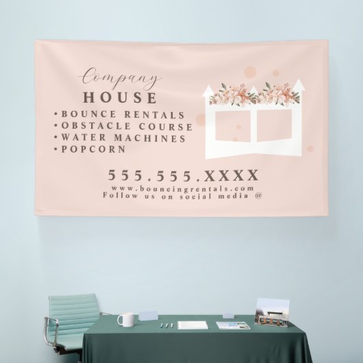 Witte opblaasbare kasteel spandoek (Beurs)