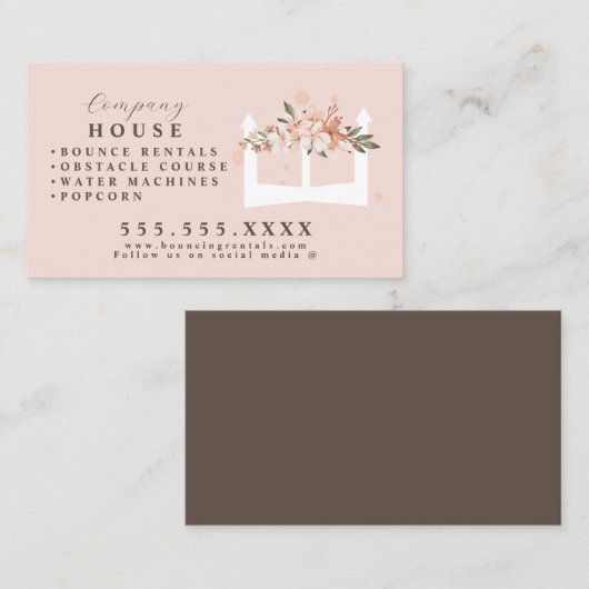 Witte opblaasbare kasteel visitekaartje (Voorkant / Achterkant)