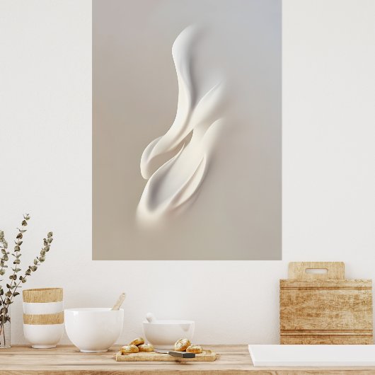 "Witte openingsknoppen" | Neutrale Abstracte kunst Poster (Keuken)