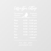 Witte openingstijden. Aangepast venster voor zakel Raamsticker (Vel)