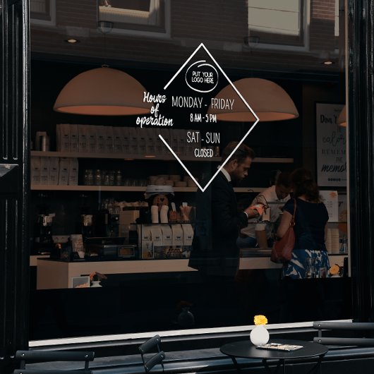 Witte openingstijden Bussinnes Logo Raamsticker