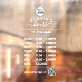 Witte openingstijden logo en qr code raamsticker (Vel 2)