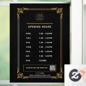 Witte openingstijden logo en qr code Wind Raamsticker (Huis)