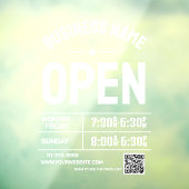 Witte openingstijden voor bedrijven en QR-code Raamsticker (Vel 3)