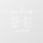 Witte openingstijden voor bedrijven - Legant venst Raamsticker (Vel)