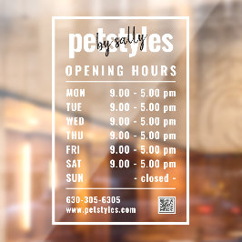 Witte openingstijden voor bedrijven Logo en QR-cod Raamsticker