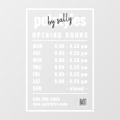 Witte openingstijden voor bedrijven Logo en QR-cod Raamsticker (Vel)
