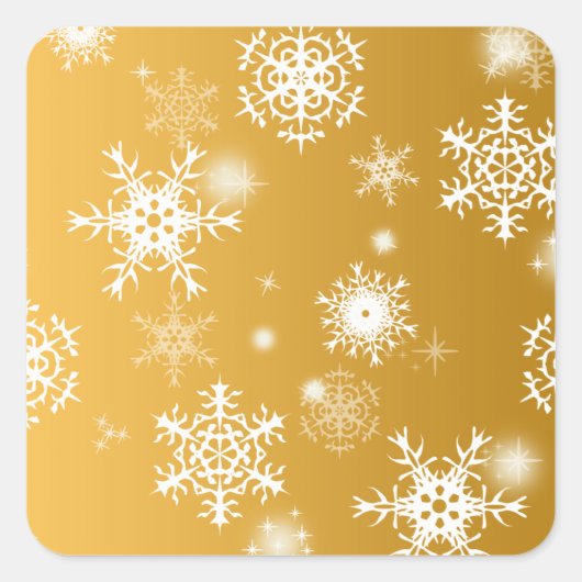 Witte openwerk sneeuwvlokken. vierkante sticker (Voorkant)
