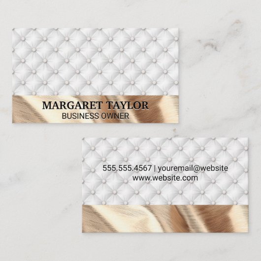 Witte opvulling | Gouden stof Visitekaartje (Voorkant / Achterkant)