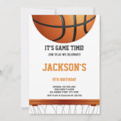 Witte & Oranje Basketbal Verjaardag Uitnodiging (Voorkant)