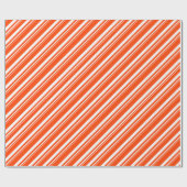 Witte Oranje Candy Cane Stripe Vakantie Cadeaupapier (Vlak)