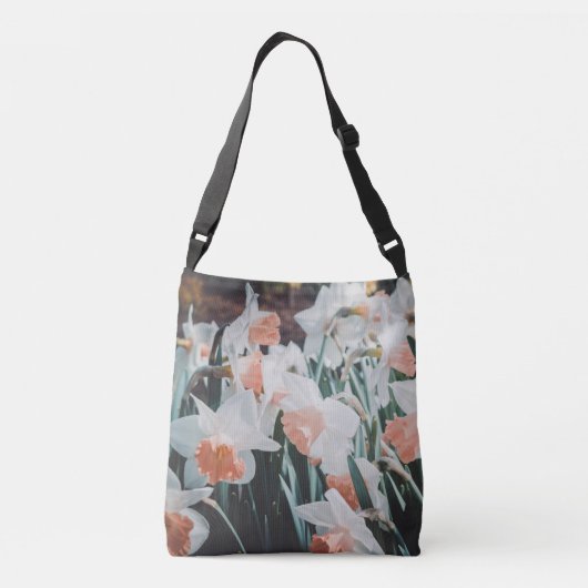 Witte Oranje Daffodils in de lentestuin Crossbody Tas (Achterkant)