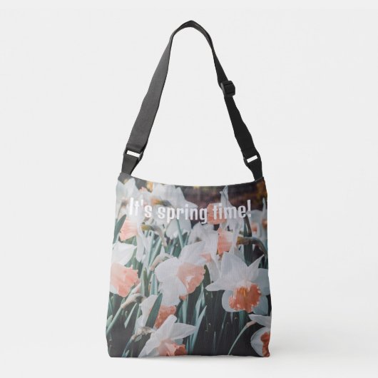 Witte Oranje Daffodils in de lentestuin Crossbody Tas (Voorkant)