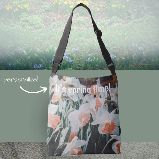 Witte Oranje Daffodils in de lentestuin Crossbody Tas