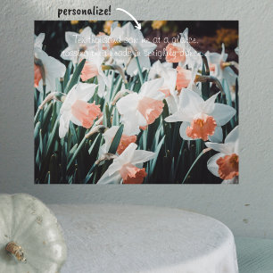 Witte Oranje Daffodils in de lentestuin Poster