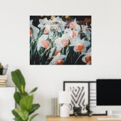 Witte Oranje Daffodils in de lentestuin Poster (Thuiskantoor)