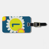 Witte Oranje Daisy Flower GEPERSONALISEERD INITIAL Bagagelabel (Voorkant horizontaal)