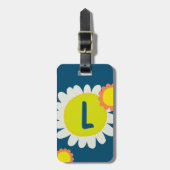 Witte Oranje Daisy Flower GEPERSONALISEERD INITIAL Bagagelabel (Voorkant verticaal)