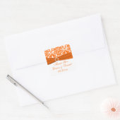 Witte, Oranje Damask bruiloft gunst Sticker (Envelop)
