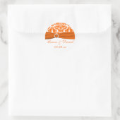 Witte, Oranje Damask bruiloft gunst Sticker (Tas)