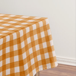 Witte & Oranje Gingham Pattern | Katoen geruit Tafelkleed
