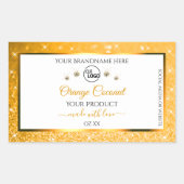Witte Oranje Glitter Product Labels Logo Diamonds (Voorkant)