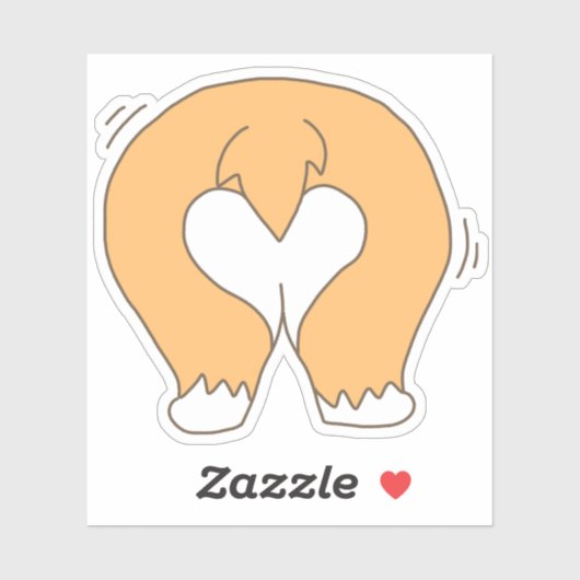 Witte & Oranje Grappige Corgi Butt Tekening Sticker (Vel)