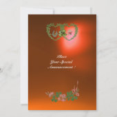 WITTE, ORANJE GROENE KLAVER HARTEN MONOGRAM AANKONDIGING (Achterkant)