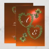 WITTE, ORANJE GROENE KLAVER HARTEN MONOGRAM AANKONDIGING (Voorkant / Achterkant)