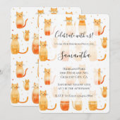 Witte Oranje Kitty Cats Verjaardag Kaart (Voorkant / Achterkant)