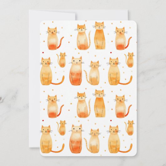 Witte Oranje Kitty Cats Verjaardag Kaart (Achterkant)