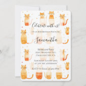 Witte Oranje Kitty Cats Verjaardag Kaart (Voorkant)