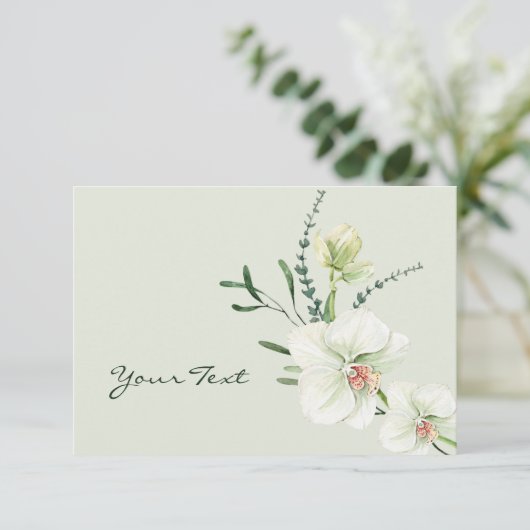 Witte orchidebloem bedankkaart (Staand voorkant)