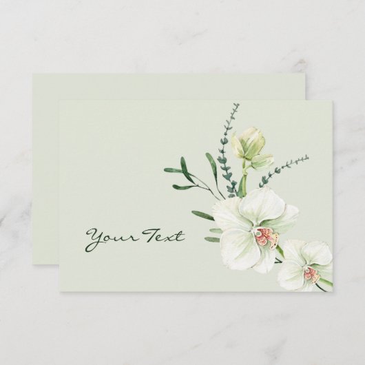 Witte orchidebloem bedankkaart (Voorkant / Achterkant)