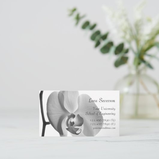 Witte orchidee Afstuderen Contactkaartje (Staand voorkant)