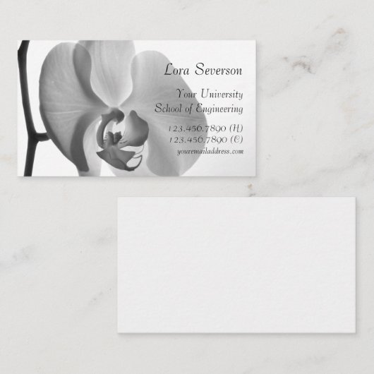 Witte orchidee Afstuderen Contactkaartje (Voorkant / Achterkant)