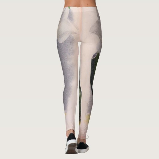  witte orchidee Anguloa Uniflora Lindenia Leggings (Achterkant)