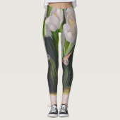  witte orchidee Anguloa Uniflora Lindenia Leggings (Voorkant)