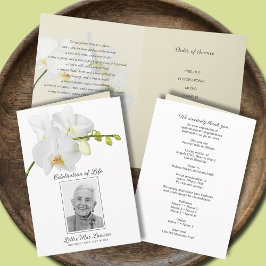 Witte orchidee begrafenis viering van het leven Fo Programma