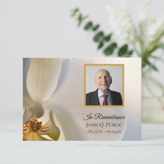 Witte Orchidee bloem begrafenis gedenkteken sympat Bedankkaart (Staand voorkant)